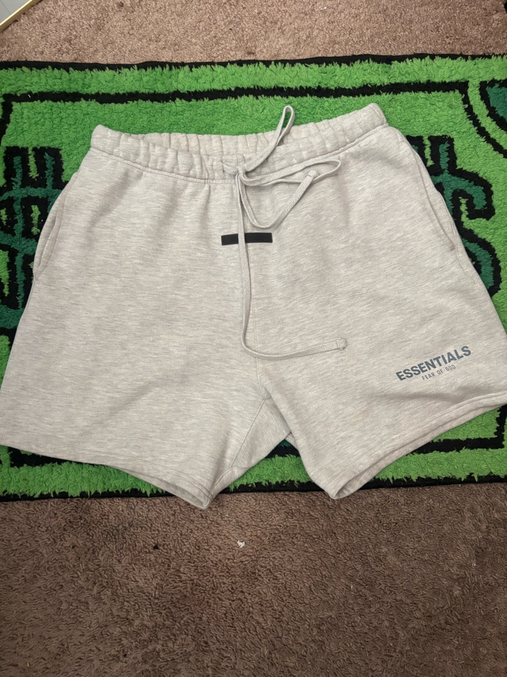ESSENTIALS Light Gray Drawstring Shorts